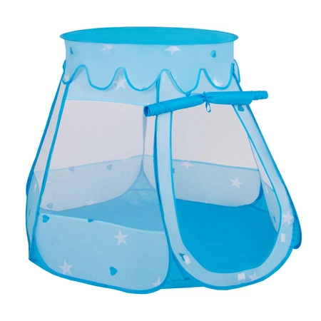 Namiot zamek NZ-100X z piłeczkami 6cm Zabawka namiot dla dzieci, niebieski: babyblue-pudrowy róż-perła
