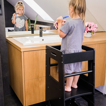 KiddyMoon ST-003 Mebel kitchen helper, black/natural