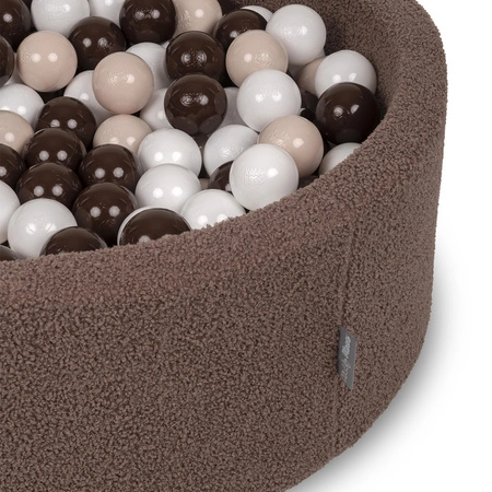 KiddyMoon TEDDY suchy basen okrągły z piłeczkami brązowy