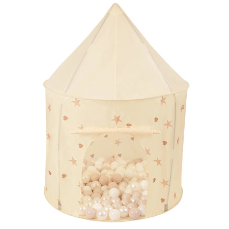 Pawilon PT-100X z piłeczkami 7cm Zabawka namiot dla dzieci, jasny beż: pastelowy beż-biały-perła
