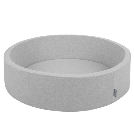 KiddyMoon Suchy basen okrągły z piłeczkami 7cm 120x30 Zabawka basen piankowy, jasnoszary: szary-biały-transparent-babyblue
