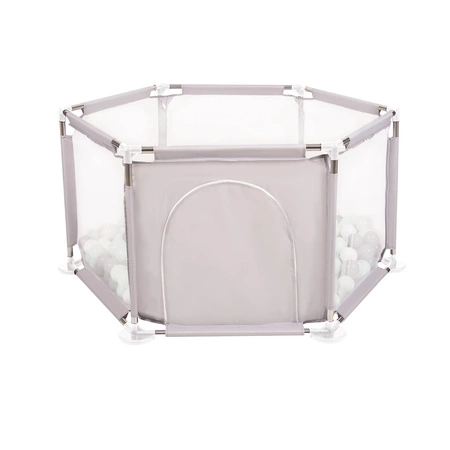 Sześciokąt składany KS-100X z piłeczkami 6cm Zabawka kojec, szary: biały-szary-mięta