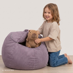 KiddyMoon KM-BAG-ES puf fotel worek na zabawki z zamkiem, fioletowy