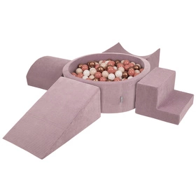 KiddyMoon Piankowy plac zabaw STRIPES PPZP-OK30VS-115 z piłeczkami Zabawka plac zabaw, fioletowy: pastelowy beż-biały-miedziany-łososiowy