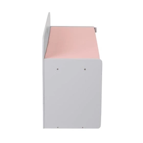 KiddyMoon Ławka z materacem BN-001 Mebel z półkami, szary/różowy