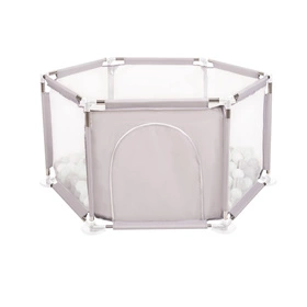 Sześciokąt składany KS-100X z piłeczkami 6cm Zabawka kojec, szary: biały-szary-mięta