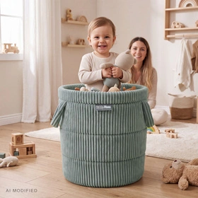 KiddyMoon KM-BIN Zabawka kosz, zielony