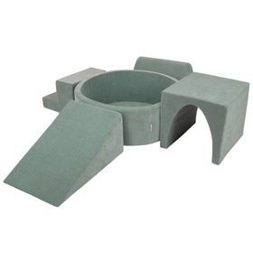 KiddyMoon Piankowy plac zabaw STRIPES PPZP-OK30VS-125 z piłeczkami Zabawka plac zabaw, zielony: ciemny turkus-pastelowy beż-miedziany