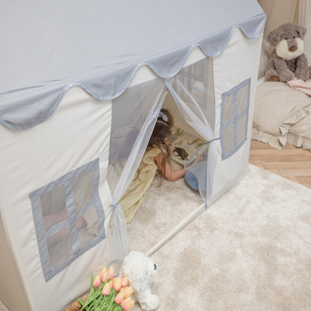 KiddyMoon Domek dla dzieci PH-002 z piłeczkami 7cm Zabawka namiot dla dzieci, white-grey: pastelowy beż-zielonoszary-pastelowy żółty-biały