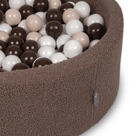 KiddyMoon TEDDY suchy basen okrągły z piłeczkami brązowy