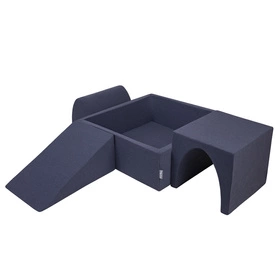 KiddyMoon Piankowy plac zabaw PPZP-KW30D-124 z piłeczkami Zabawka plac zabaw, granatowy: babyblue-niebieski-perła