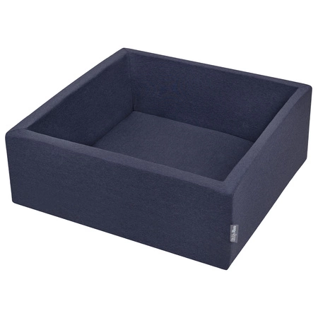 KiddyMoon Suchy basen kwadratowy z piłeczkami 7cm Zabawka basen piankowy, granatowy: babyblue-niebieski-perła