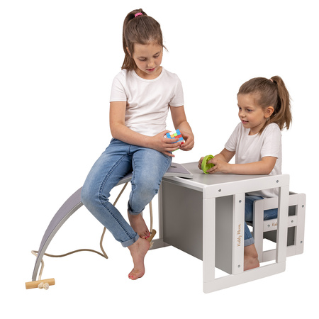 KiddyMoon Stolik + krzesło TC-002 Mebel zestaw mebelków, white