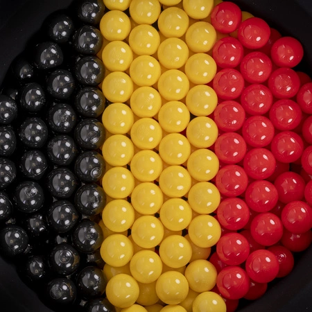 KiddyMoon Suchy basen okrągły z piłeczkami 7cm Zabawka basen piankowy, czarny: czarny-żółty-czerwony
