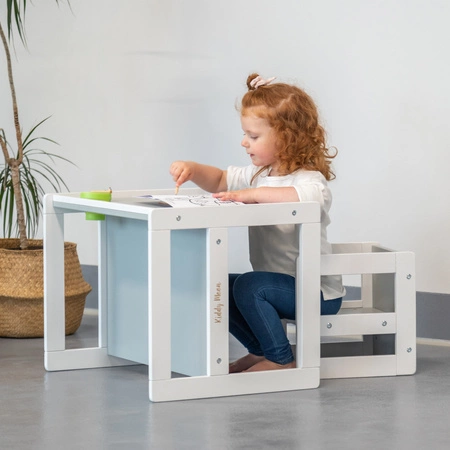 KiddyMoon Stolik + krzesło TC-002 Mebel zestaw mebelków, white/grey