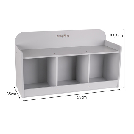 KiddyMoon Ławka z półkami BN-001 Mebel z półkami, szary