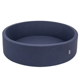KiddyMoon Suchy basen okrągły z piłeczkami 7cm 120x30 Zabawka basen piankowy, granatowy: szary-biały-transparent-babyblue