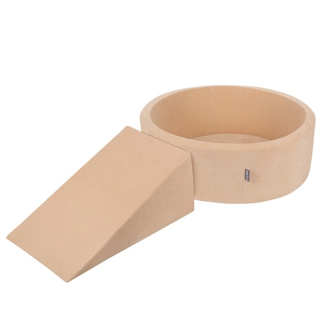 KiddyMoon Piankowy plac zabaw VELVET PPZP-OK30V-112 z piłeczkami Zabawka plac zabaw, beż piasku: pastelowy beż-pudrowy róż-perła-ciemny róż