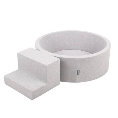 KiddyMoon Piankowy plac zabaw PPZP-OK30D-122 z piłeczkami Zabawka plac zabaw, jasnoszary: biały-szary-pudrowy róż