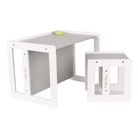 KiddyMoon Stolik + krzesło TC-002 Mebel zestaw mebelków, white/grey