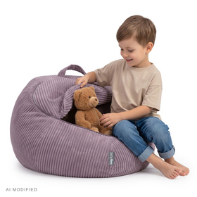 KiddyMoon KM-BAG-ES puf fotel worek na zabawki z zamkiem, fioletowy