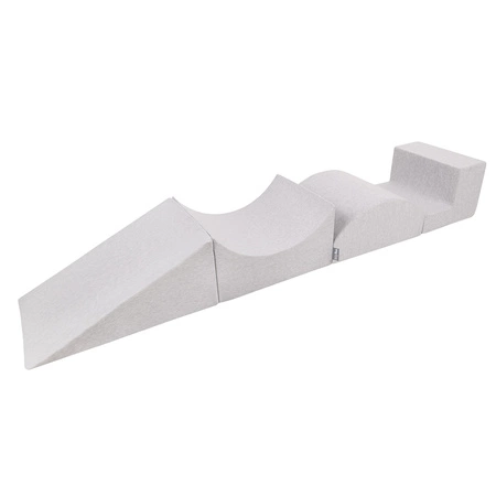 KiddyMoon Piankowy plac zabaw PPZP-OK30D-115 z piłeczkami Zabawka plac zabaw, jasnoszary: perła-szary-transparent-babyblue-mięta