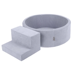 KiddyMoon Piankowy plac zabaw STRIPES PPZP-OK30VS-122 z piłeczkami Zabawka plac zabaw, ciemnoszary: pastelowy niebieski-pastelowy żółty-biały-mięta-pudrowy róż