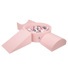 KiddyMoon Piankowy plac zabaw PPZP-OK30D-114 z piłeczkami Zabawka plac zabaw, różowy: biały-szary-pudrowy róż