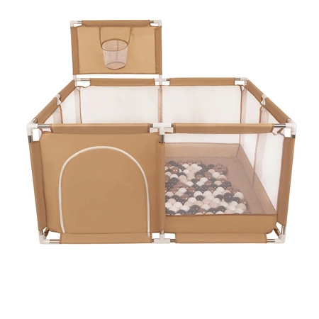 Boisko KK-100X z piłeczkami 6cm Zabawka kojec, beżowy: pastelowy beż-miedziany-biały-czarny