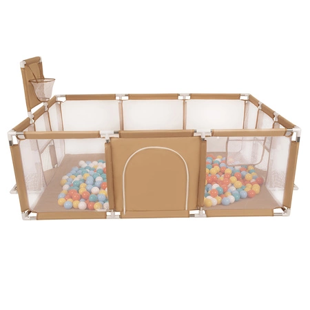 Boisko BO-100X z piłeczkami 6cm Zabawka kojec, beżowy: biały-żółty-pomarańcz-babyblue-turkus