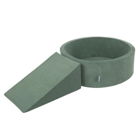 KiddyMoon Piankowy plac zabaw VELVET PPZP-OK30V-112 z piłeczkami Zabawka plac zabaw, zieleń lasu: pastelowy beż-biały-mięta