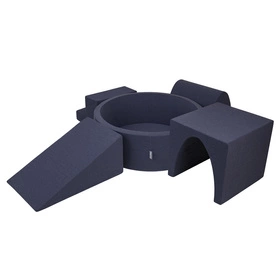 KiddyMoon Piankowy plac zabaw PPZP-OK30D-125 z piłeczkami Zabawka plac zabaw, granatowy: biały-szary-mięta