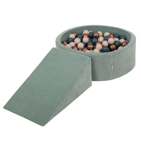 KiddyMoon Piankowy plac zabaw STRIPES PPZP-OK30VS-112 z piłeczkami Zabawka plac zabaw, zielony: ciemny turkus-pastelowy beż-miedziany