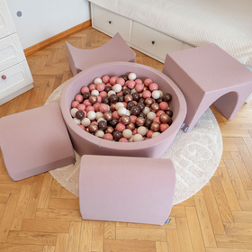 KiddyMoon Piankowy plac zabaw PPZP-OK30D-135 z piłeczkami Zabawka plac zabaw, wrzosowy: pastelowy niebieski-pastelowy żółty-biały-mięta-pudrowy róż