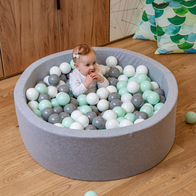 KiddyMoon Plastikowe piłeczki 7cm Zabawka zestaw kulek, pudrowy róż-zielonoszary