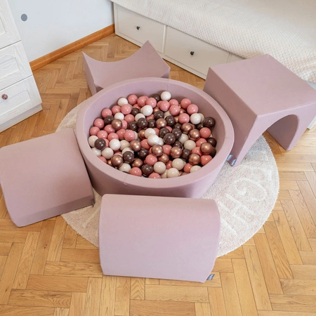 KiddyMoon Piankowy plac zabaw PPZP-OK30D-135 z piłeczkami Zabawka plac zabaw, wrzosowy: pastelowy beż-pastelowy żółty-biały-mięta-pudrowy róż