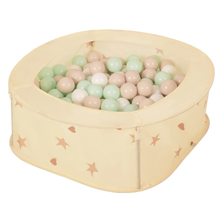 Kojec rozkładany NK-200X z piłeczkami 7cm Zabawka kojec, jasny beż: pastelowy beż-biały-mięta
