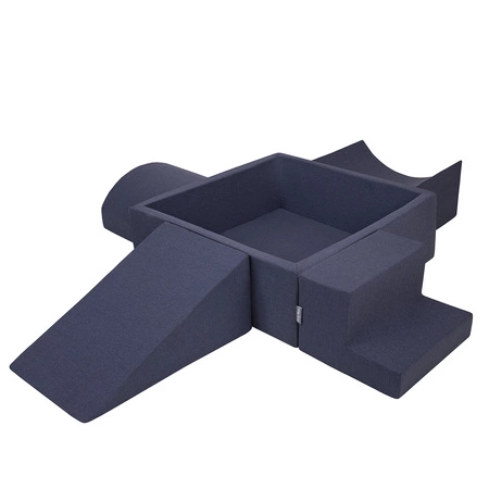 KiddyMoon Piankowy plac zabaw PPZP-KW30D-115 z piłeczkami Zabawka plac zabaw, granatowy: jasny zielony-pomarańcz-turkus-niebieski-babyblue-żółty