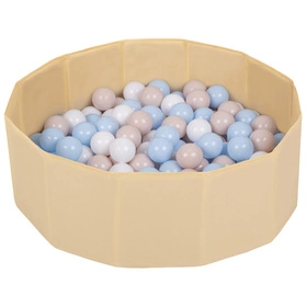  Suchy basen składany BS-100X z piłeczkami 7cm Zabawka kojec, jasny beż: pastelowy beż-pastelowy niebieski-biały