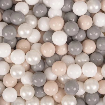 KiddyMoon Suchy basen okrągły STRIPES z piłeczkami 7 cm Zabawka basen piankowy, fioletowy: pastelowy beż-biały-perła-szary