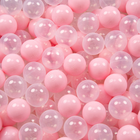 KiddyMoon Plastikowe piłeczki 7cm Zabawka zestaw kulek, pudrowy róż-transparent