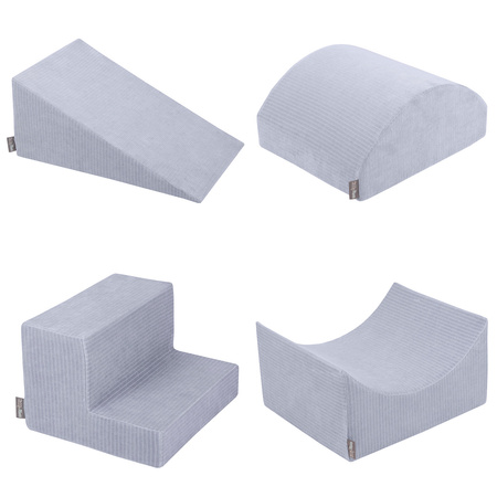 KiddyMoon Piankowy plac zabaw STRIPES PPZP-OK30VS-115 z piłeczkami Zabawka plac zabaw, ciemnoszary: pastelowy niebieski-pastelowy żółty-biały-mięta-pudrowy róż