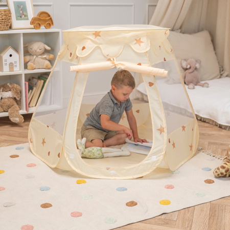 Namiot zamek NZ-100X z piłeczkami 7cm Zabawka namiot dla dzieci, jasny beż: pastelowy beż-łososiowy-biały