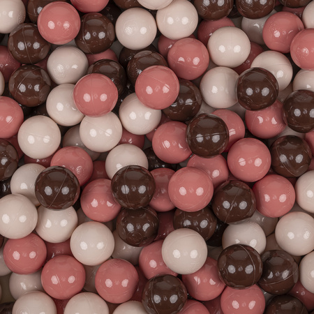 KiddyMoon Plastikowe piłeczki 7cm Zabawka zestaw kulek, pastelowy beż-łososiowy-brązowy