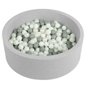 Suchy basen okrągły z piłeczkami 6cm Zabawka basen piankowy, jasnoszary: biały-szary-perła