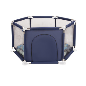  Sześciokąt składany KS-100X z piłeczkami 6cm Zabawka kojec, niebieski: perła-szary-transparent-babyblue-mięta