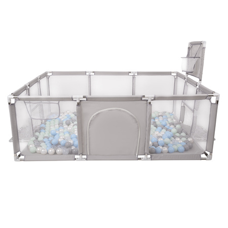 Boisko BO-100X z piłeczkami 6cm Zabawka kojec, szary: perła-szary-transparent-babyblue-mięta