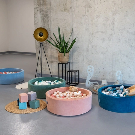 KiddyMoon Plastikowe piłeczki 7cm Zabawka zestaw kulek, ciemny turkus-szary-biały-mięta