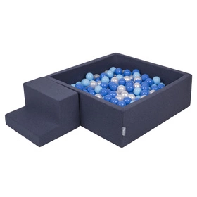 KiddyMoon Piankowy plac zabaw PPZP-KW30D-122 z piłeczkami Zabawka plac zabaw, granatowy: babyblue-niebieski-perła