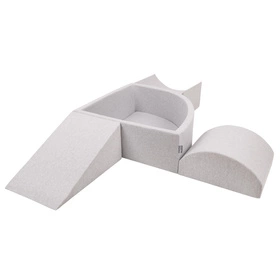 KiddyMoon Piankowy plac zabaw PPZP-TR30D-114 z piłeczkami Zabawka plac zabaw, jasnoszary: biały-szary-mięta